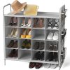 4-Tier 16 Cube Shoe Cubby Rack Organizer, Gray