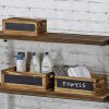 Rustic Burnt Wood Nesting Storage Bins with Chalkboard Panel and Cutout Handles, Decorative Farmhouse Wooden Stackable Open Top