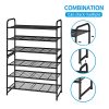 3-Tier Stackable Shoe Rack, Expandable & Adjustable Shoe Shelf Storage Organizer, Wire Grid, Black
