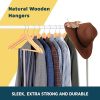 Wooden Clothes Hangers – with 360 Degree Swivel Hook and Non-Slip Shoulder Notch, Holds Up to 10 lbs, Pants Bar Design,
