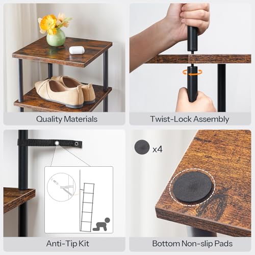 Vertical Shoe Rack, 6-Tier Narrow Shoe Shelf, Shoe Storage Organizer for Small Space, 11" L x 11" W x 39.5" H, Closet, Entryway,