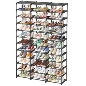 Shoe Rack Large Capacity 72 Pairs Tall Shoe Shelf, 3 Row 12 Tiers Sturdy Metal Shoe Organizer for Entryway, Closet, Bedroom,