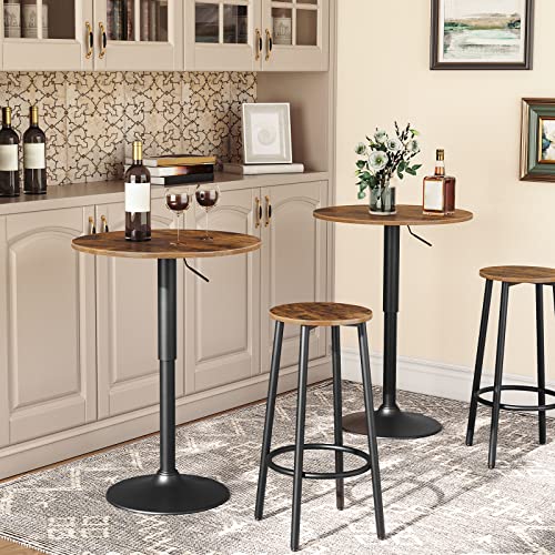 Bar Stools, Set of 2 Bar Chairs, Kitchen Round Height Stools with Footrest, Breakfast Bar Stools, Sturdy Steel Frame, for Dining