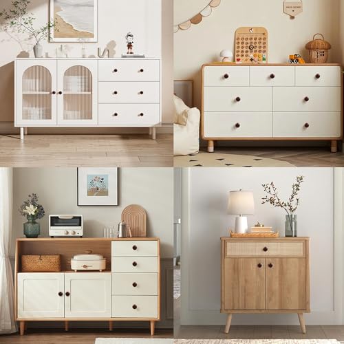 12Pcs 1" Round Wooden Drawer Knobs, Finished Mushroom Shape Cabinet Pulls Handles, Natural Wood Dresser Knobs for Kitchen