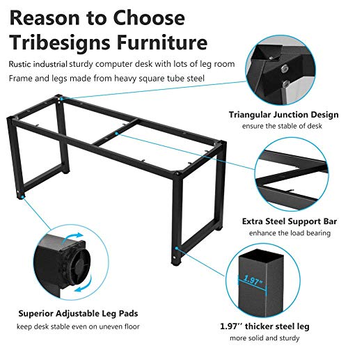 Computer Desk, 55 inch Large Office Desk Computer Table Study Writing Desk Workstation for Home Office, Rustic Brown