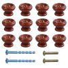 12Pcs 1.5" Round Wooden Drawer Knobs, Finished Mushroom Shape Cabinet Pulls Handles, Natural Wood Dresser Knobs for Kitchen