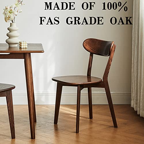 Oak Wood Dining Chairs,Mid Century Modern Dining Chairs with Comfortable Curved Backrest,Wood Chairs for Kitchen,Dining Room (1,