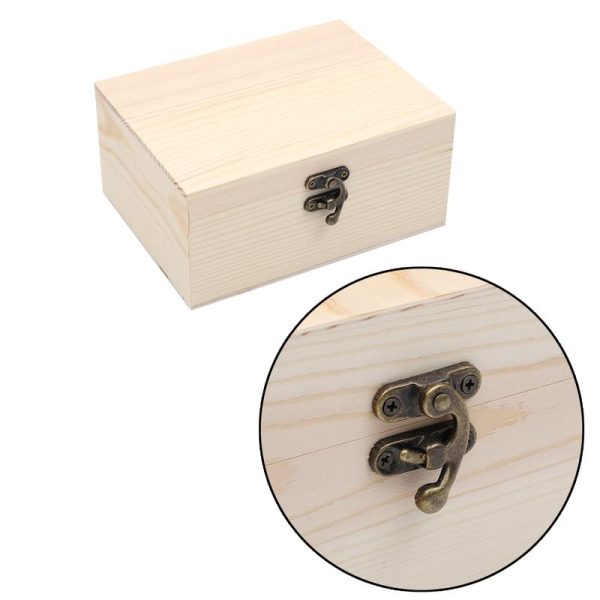 (1-Pack Unfinished Unpainted Wooden Box with Hinged Lid for Crafts DIY Storage Jewelry Plain Pine Box - Small 6.7"x5.1"x3.1"