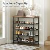 Shoe Rack with 4 PU Shelves, 5-Tier Shoe Storage Organizer for Closet and Entryway, Holds 12-16 Pairs of Shoes, Sturdy Metal