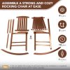Wood Outdoor Rocking Chair, Oversized Patio Rocking Chair w/400lbs Support & High Backrest | Porch, Lawn, Garden, Backyard,