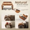 Acacia Wood Sofa Armrest Tray - 13.75 x 9.5in Double Hinge Sofa Arm Tray Table Clip - Couch Arm Table - Wooden Side Tables for