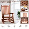 Wood Outdoor Rocking Chair, Oversized Patio Rocking Chair w/400lbs Support & High Backrest | Porch, Lawn, Garden, Backyard,