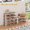 Bamboo Shoe Rack Organizer for Closet and Entryway-Space-Saving Narrow Shoe Stand-Versatile Shoe Holder for Door or Closet