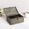 24 Slot Wooden Essential Oil Bottle Storage Box, Vintage Gray Wood Roller Organizer Holder Display Case, Holds Up to 30 mL