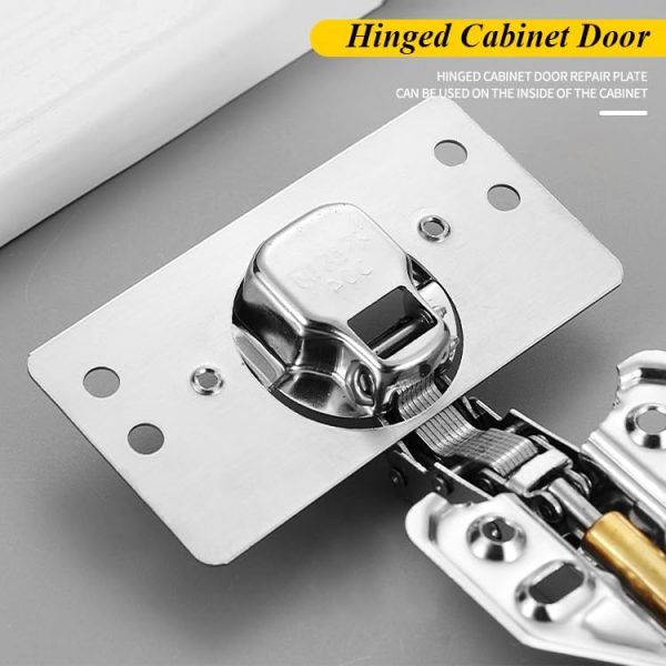Cabinet Hinges Repair Plate, Stainless Steel Brackets Kit, Kitchen Cupboard Door Mending Mount Replacement Plates Includes