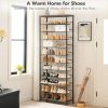 12-Tier Shoe Rack, Large Capacity Shoe Storage Organizer for 35-45 Pairs of Shoes, Standing Shoe Shelf with Slanted Shelves, for