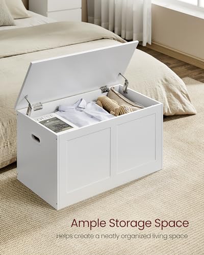 Storage Chest, Storage Trunk with 2 Safety Hinges, Storage Bench, Shoe Bench, Farmhouse Style, 15.7 x 31.5 x 18.3 Inches, for