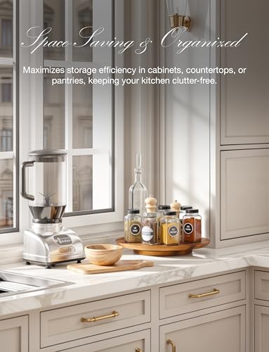 13" Acacia Lazy Susan Organizer for Table - Wooden Lazy Susan Turntable - Wood Kitchen Turntable Storage Food for Cheese Boards,