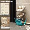 2 Pack Sloping Narrow Shoe Rack 5 Tiers - Free Standing Vertical Shoes Racks for Small Spaces and Corner, Shoe Storage Organizer