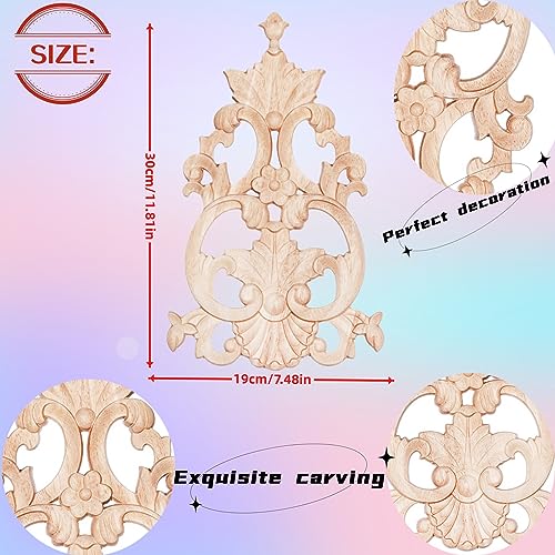 1PC Wood Applique Wooden Carved Appliques Onlays Carving Applique Wood Carving Decal for Bed Door Cabinet Mirror Fireplace