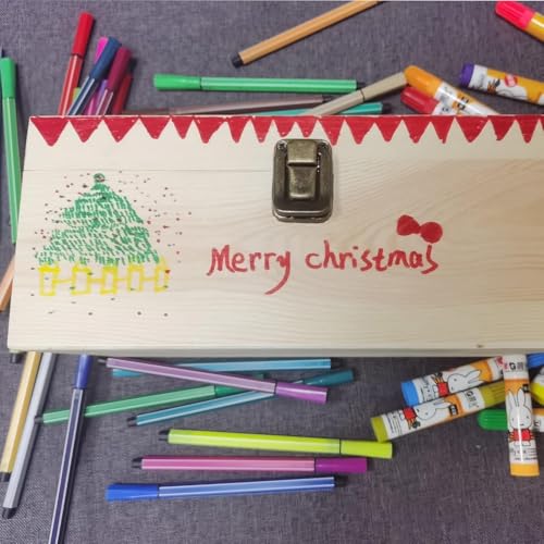 Wooden Box with Hinged Lid - 8x6x3 Inch Natural Gift Box for Craft DIY Jewelry Boxes - Small Reusable Storage for Home Decor Art