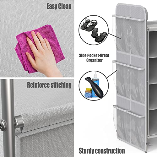 4-Tier 16 Cube Shoe Cubby Rack Organizer, Gray