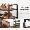 Shoe Rack - Expandable Shoe Organizer for Closet, Adjustable Metal Shoe Shelf Storage, 2 Tier Stackable Long Shoe Stand Holder