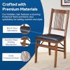 Stakmore True Mission Wooden Folding Chairs with Padded Seats, Set of 2 - No Assembly Foldable Dining Chairs, Steel Folding