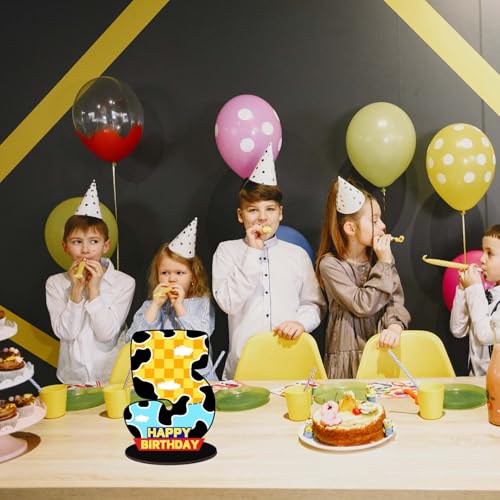 Cartoon Blue Cloud Cow Themed 5th Birthday Centerpiece Number Sign 5th Birthday Party Supplies Cartoon Story Themed Pattern