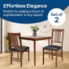 Stakmore True Mission Wooden Folding Chairs with Padded Seats, Set of 2 - No Assembly Foldable Dining Chairs, Steel Folding