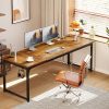 71 Inch Computer Desk with USB Ports, Large Office Desk, Long Study Student Writing Desk, Rustic Brown