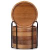 6 Pcs Best Wooden Coasters with Holder Coffee Table Decor Acacia Wood Coaster Set Modern Cup Coaster for Drink Home Dining Table