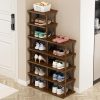 Vertical Shoe Rack - Tall Narrow Shoe Rack Organizer for Small Spaces,7 Tier Bamboo Shoen Shelf for