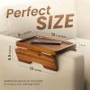 Acacia Wood Sofa Armrest Tray - 13.75 x 9.5in Double Hinge Sofa Arm Tray Table Clip - Couch Arm Table - Wooden Side Tables for