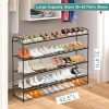 4 Tier Long Shoe Organizer for Closet, Metal Shoe Rack Wide Shoe Storage Organizer 30-Pairs Shoe Shelf for Bedroom, Floor,
