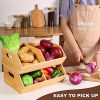 2 Set Bamboo Storage Bins, Pantry Organizers and Storage, Kitchen Countertop Organization and Storage Basket for Produce,