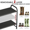Shoe Rack 3 Tier Long Storage Organizer Wide Metal Shoe Shelf for Closet Entryway Black