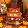 4 PCS Fall Maple Leaf Wooden Table Block Sign Thanksgiving Wood Tiered Tray Decor Fall is in the Air Block Centerpiece Rustic