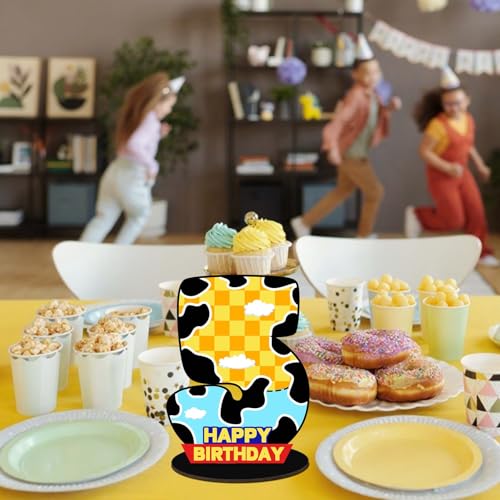 Cartoon Blue Cloud Cow Themed 5th Birthday Centerpiece Number Sign 5th Birthday Party Supplies Cartoon Story Themed Pattern