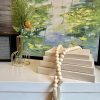 Linen Covered Decorative Books 4 Pieces, Neutral Home Decor Coffee Table Books with Wooden Beaded Tassel, Stacked Books for