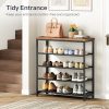 Shoe Rack with 4 PU Shelves, 5-Tier Shoe Storage Organizer for Closet and Entryway, Holds 12-16 Pairs of Shoes, Sturdy Metal