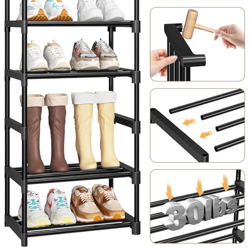 Shoe Rack Large Capacity 72 Pairs Tall Shoe Shelf, 3 Row 12 Tiers Sturdy Metal Shoe Organizer for Entryway, Closet, Bedroom,
