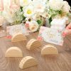 24 Pcs Large Size Stable Wooden Table Number Holders 2. 4 Inch Wedding Table Name Stand Semicircular Design Place Card Holder