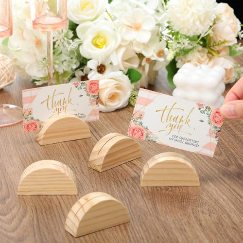 24 Pcs Large Size Stable Wooden Table Number Holders 2. 4 Inch Wedding Table Name Stand Semicircular Design Place Card Holder