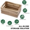 Nesting Wood Storage Crates (Set of 3) - Light Natural Acacia Wood Stackable Wooden Boxes for Storage & Organization -