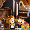 3 Pcs Thanksgiving Pilgrim Boy Girl and Turkey Tabletop Decoration Fall Wooden Turkey Pilgrim Couple Table Centerpieces Autumn