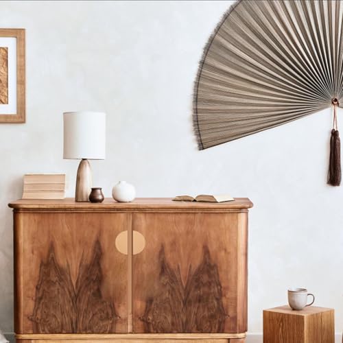 Half Moon Drawer Handles, 4PCS Wooden Semi Circle Pulls Beech Wood Wardrobe Hardware Double Hole Handle for Cabinet Door