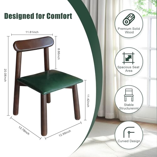 2 Pack Solid Wood Small Chairs with Curved Backrest, Classic and Durable Wooden Chairs for Home and Kitchen with Comfortable