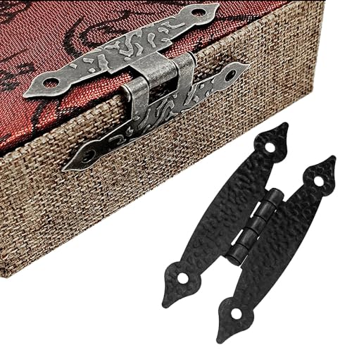 4pcs 3.5 inch Black Antique Iron H Shaped Hinge for Cabinets Kitchens Wardrobes Wooden Drawers Jewelry Boxes, Flat Hinges,