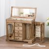 Jewelry Box for Women Girls, Rustic Wooden Jewelry Organizer Box with Mirror, 5 Layer Jewelry Storage Case Display for Necklaces